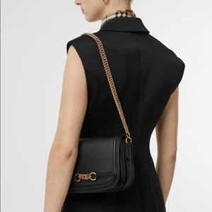 Burberry Soft Calfskin Link Flap Crossbody Black